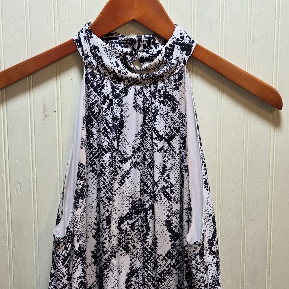 Worthington Dress Womens 10 Black Snake Print Sleeveless Halter Maxi Keyhole